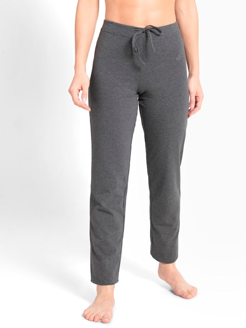 Buy Women's Super Combed Cotton Elastane Stretch Slim Fit Trackpants With  Side Pockets - Charcoal Melange 1301