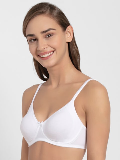 Buy Women's Wirefree Non Padded Super Combed Cotton Elastane Stretch Medium  Coverage Everyday Bra with Concealed Shaper Panel and Adjustable Straps -  White 1722