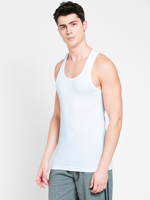 Buy Men's Super Combed Cotton Rib Racer Back Styling Round Neck Gym ...