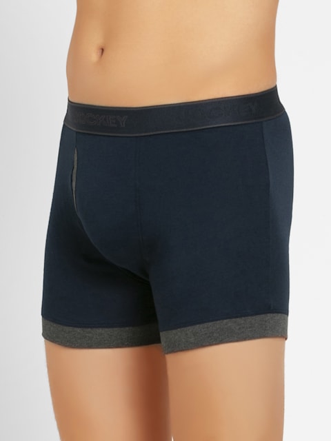 Buy Men's Super Combed Cotton Rib Solid Boxer Brief with Stay Fresh  Properties - Navy & Charcoal Melange 1017