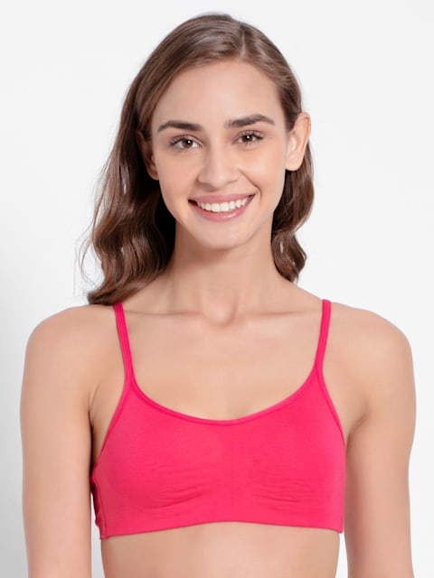 Buy Women's Wirefree Non Padded Super Combed Cotton Elastane Stretch Full  Coverage Beginners Bra with Adjustable Straps - Ruby SS12