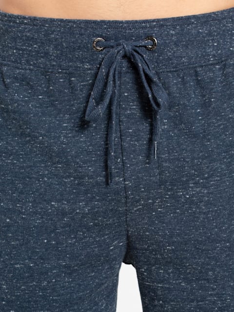 Buy Men's Super Combed Cotton Rich Straight Fit Shorts with Zipper Pockets  - Black Snow Melange AM14