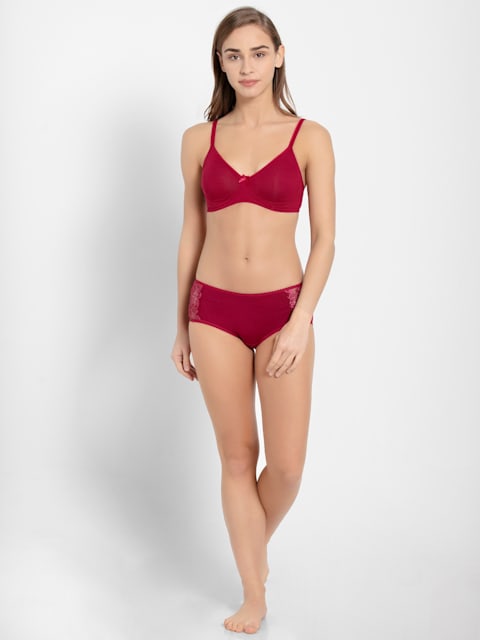 Buy Women's Wirefree Non Padded Super Combed Cotton Elastane Stretch Medium  Coverage Everyday Bra with Concealed Shaper Panel and Adjustable Straps -  Beet Red 1722