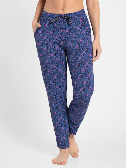 Buy Womens Micro Modal Cotton Relaxed Fit Printed Pyjama with Lace Trim on  Pockets  Classic Navy Assorted Prints RX09  Jockey India