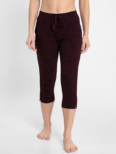 Women's Super Combed Cotton Elastane Stretch Slim Fit Printed Capri with  Side Pockets - Wintasting Printed