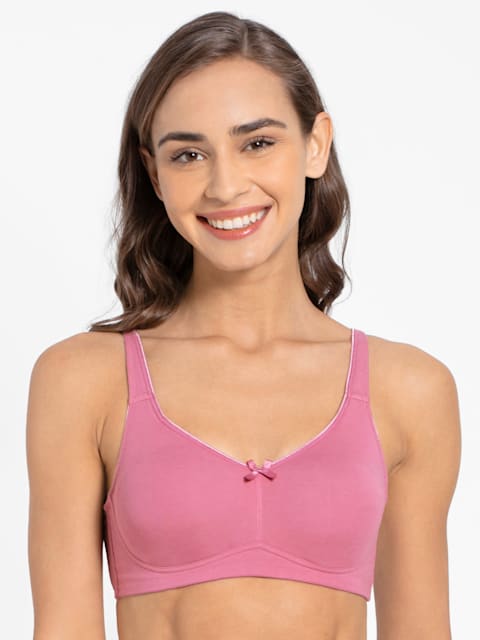Buy Women's Wirefree Non Padded Super Combed Cotton Elastane Stretch Full  Coverage Everyday Bra with Concealed Shaper Panel and Broad Fabric Straps -  Heather Rose FE41