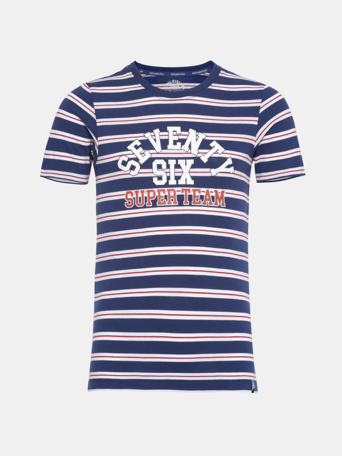 Buy Blue Depth Graphic Printed Striped Round Neck Half Sleeve T-Shirt ...