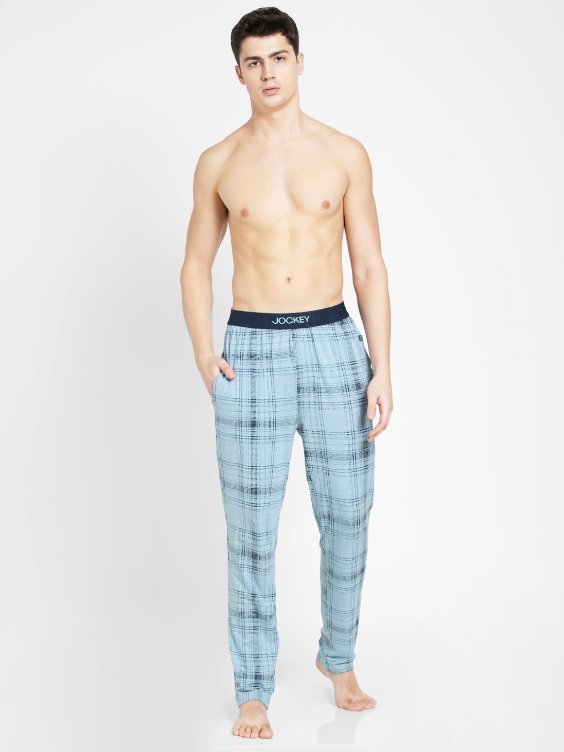 Buy Light Blue Des1 Pyjama with Exposed Elastic Waistband for Men IM03 ...