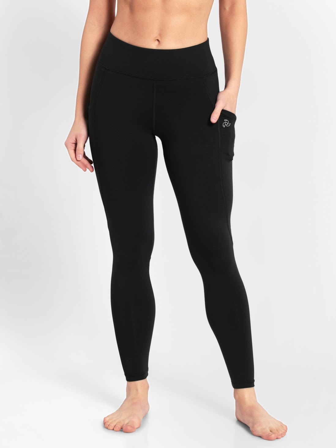 Buy Black Leggings With Pocket And Elasticated Waistband For Women Mw12 2921