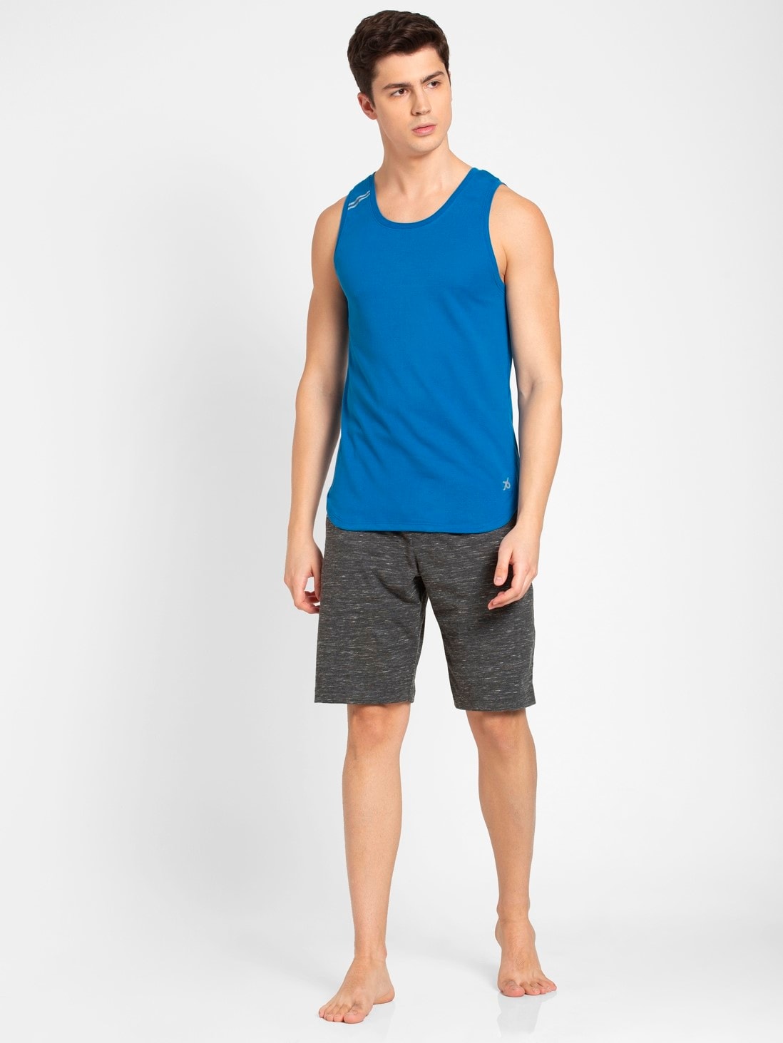 Buy Move Blue Round Neck Sleeveless Tank Top with Breathable Mesh for ...