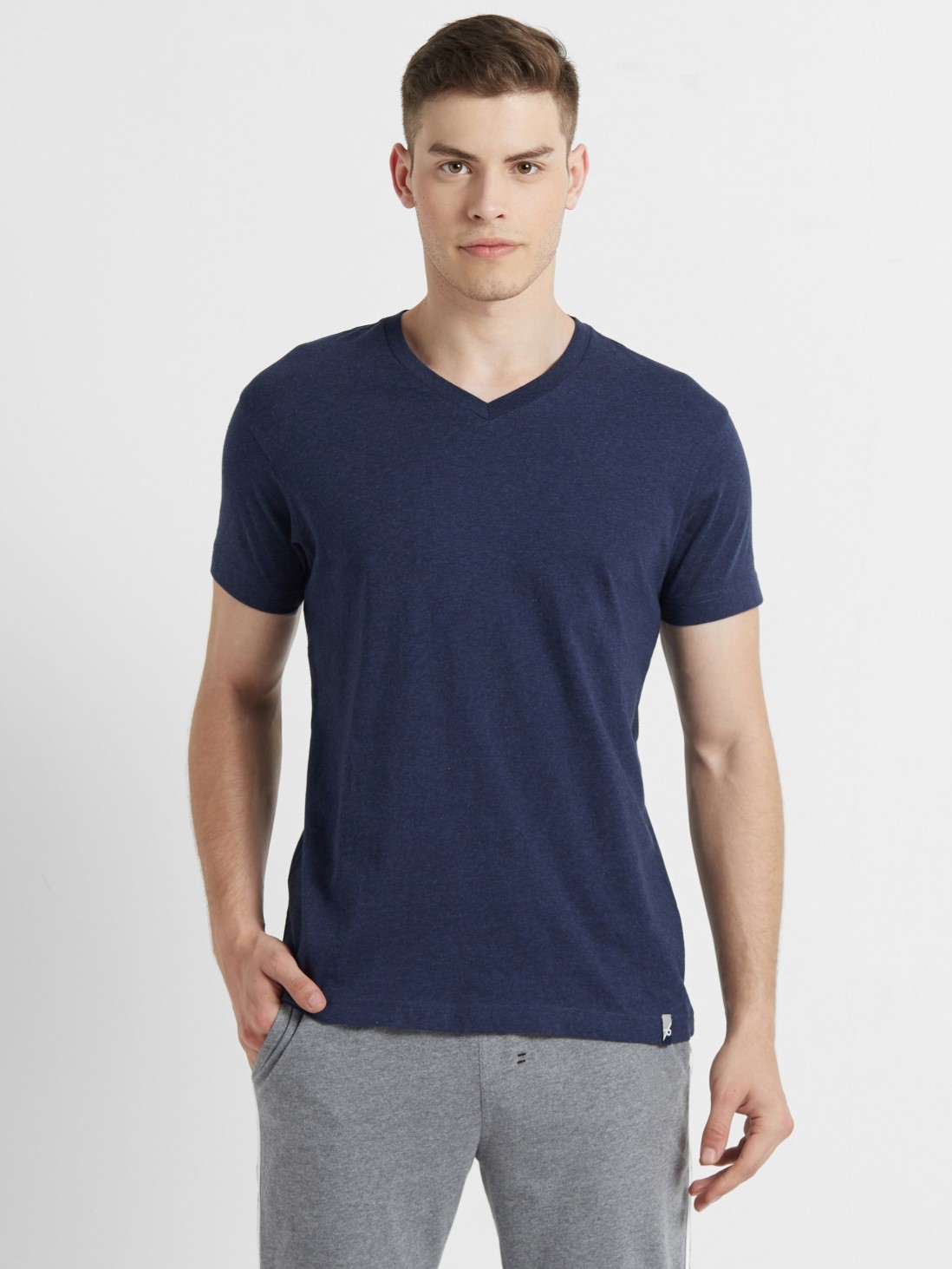 Download Jockey Men Apparel Tops | Ink Blue Melange V-Neck T-shirt