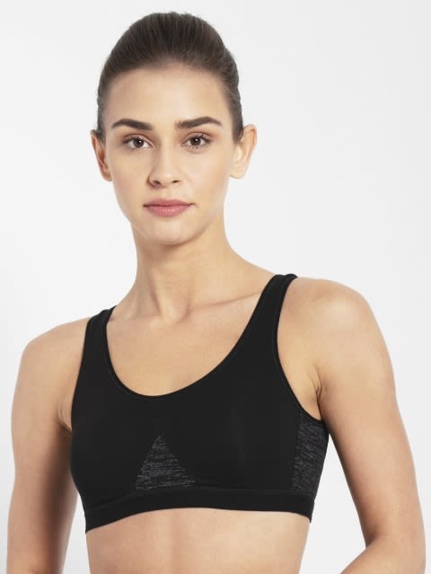 Women's Wirefree Non Padded Microfiber Elastane Stretch Full Coverage  Performance Sports Bra with StayDry Treatment - Peacot