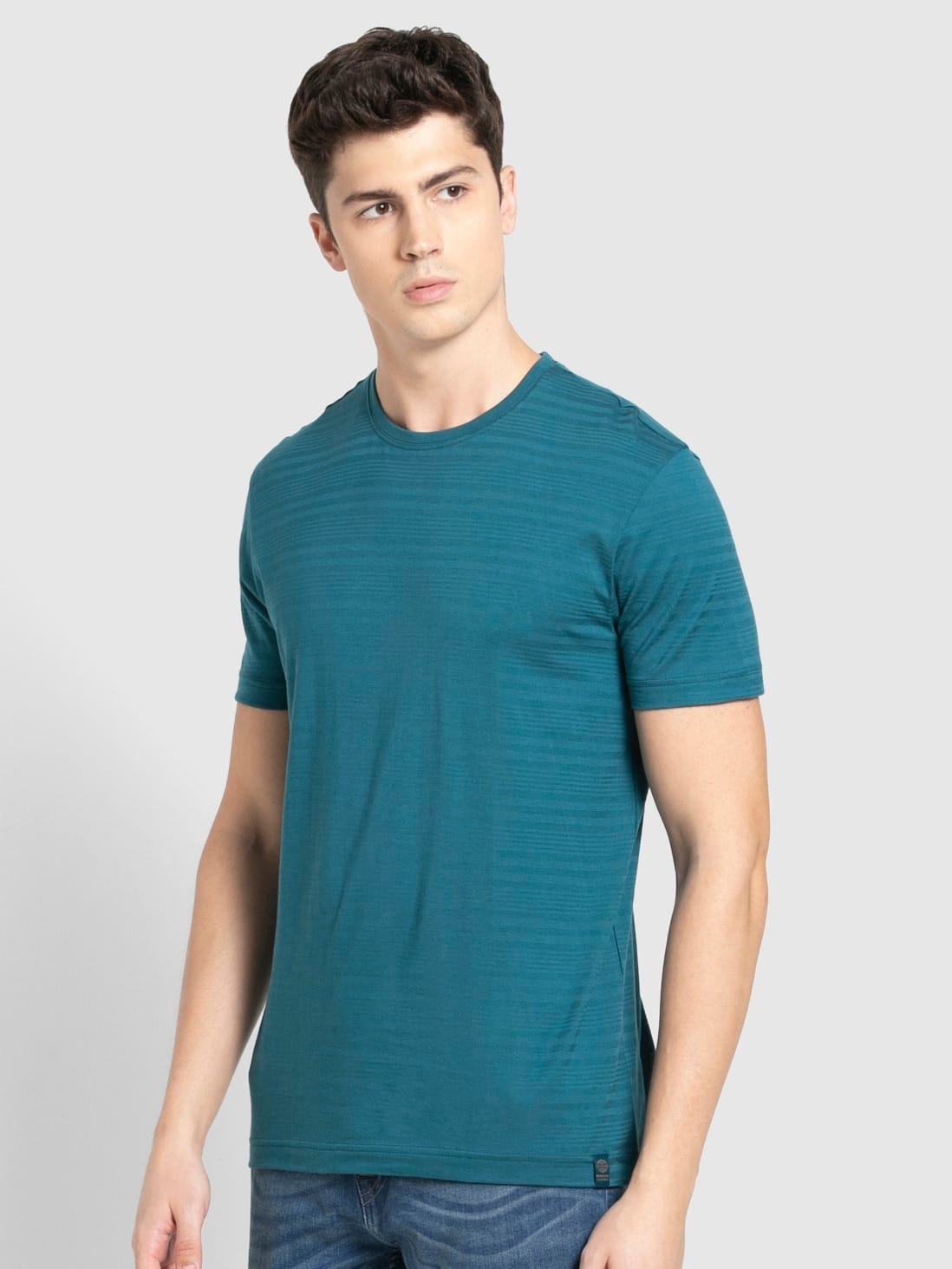 Buy Blue Coral Solid Round Neck Half Sleeve T-Shirt for Men IM21 ...