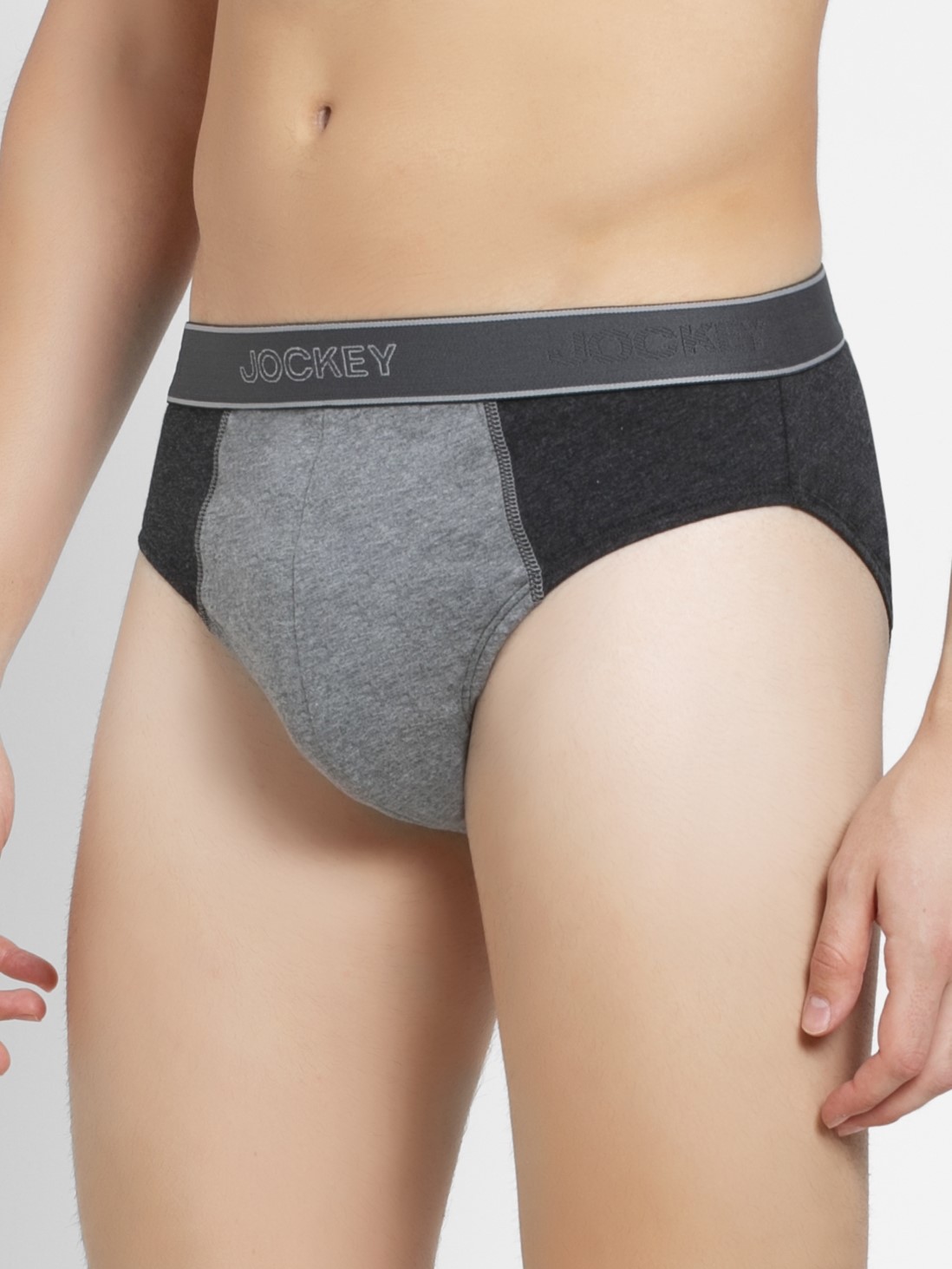 

Jockey Men Black Melange & Mid Grey Melange Fusion Brief Pack of 2 -  - 1011