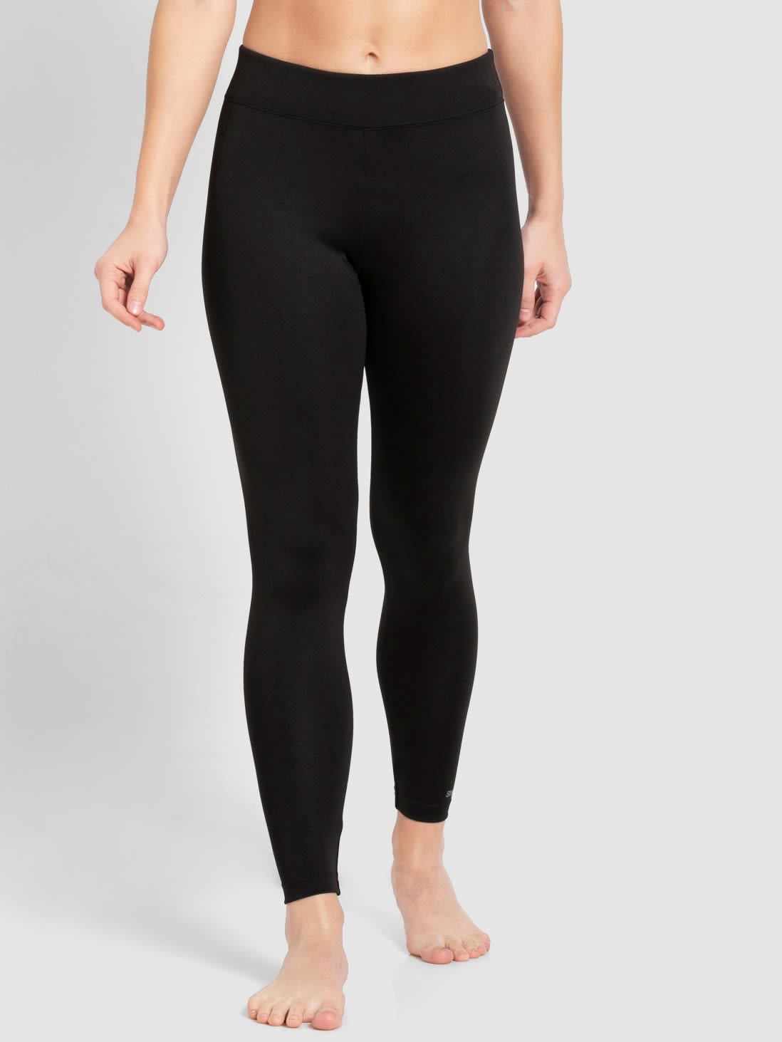 Jockey Women Apparel Bottoms | Snug Fit Solid Color Leggings without Pocket  & Elasticated Waistband - Black