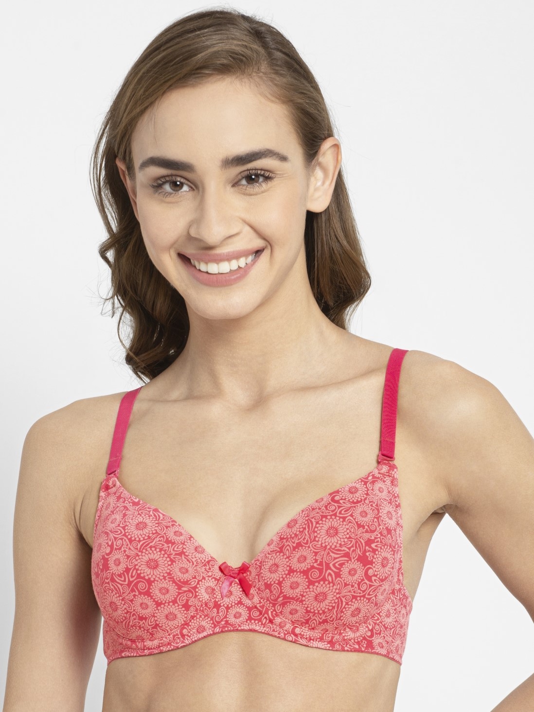 

Jockey Women Ruby Printed T-Shirt Bra -  - 1245, Pink