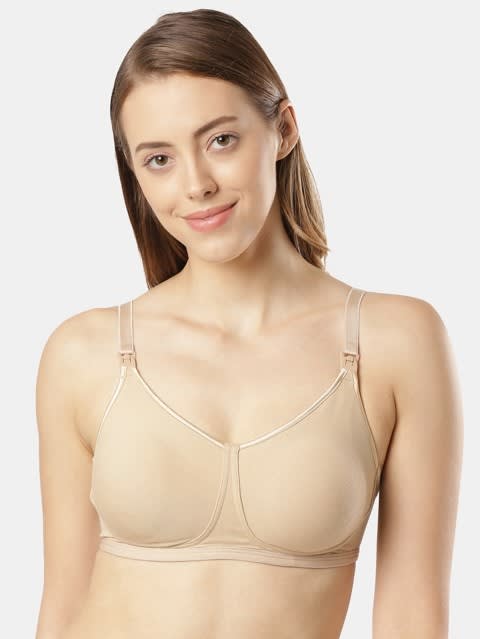 Buy Women's Wirefree Non Padded Super Combed Cotton Elastane Stretch Full  Coverage Nursing Bra with Front Opening and Adjustable Straps - Light Skin  ES08