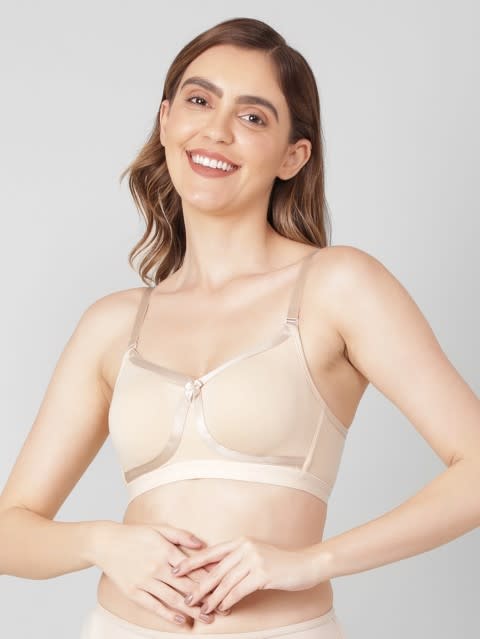 Buy Women's Wirefree Non Padded Super Combed Cotton Elastane Stretch Full Coverage  Minimizer Bra with Broad Wings - Light Skin ES27