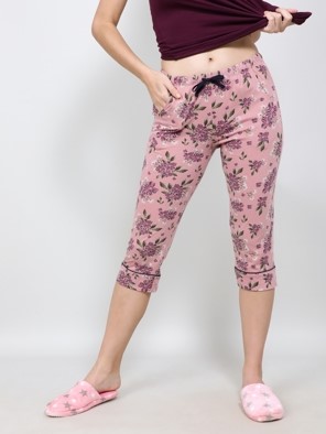 Super Combed Cotton Printed Elastane Stretch Slim Fit Capri