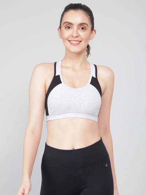 Buy Women's Wirefree Padded Super Combed Cotton Elastane Stretch Full  Coverage Racer Back Styling Active Bra with Stay Fresh and Moisture Move  Treatment - Steel Grey & Black 1380
