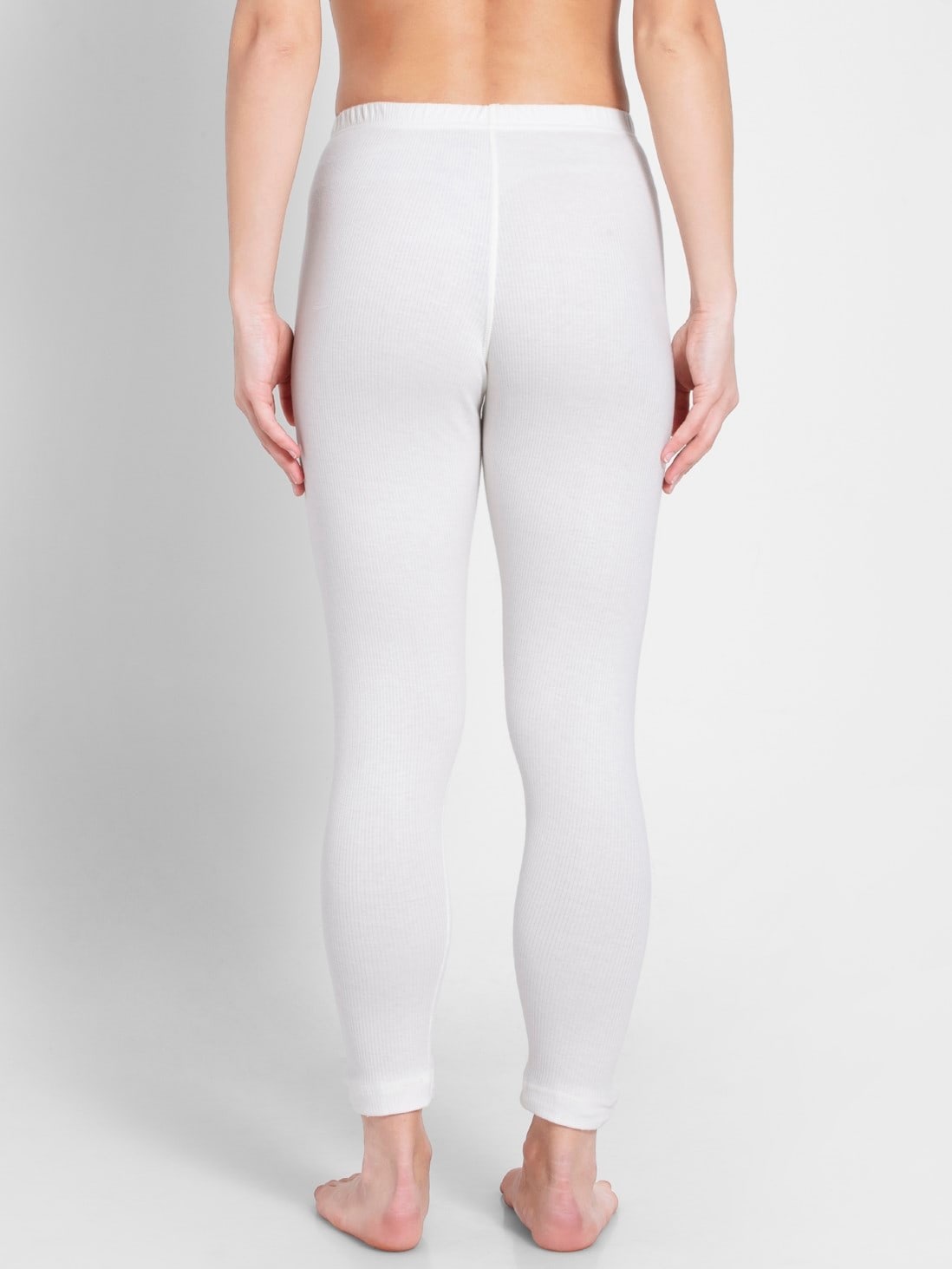 Buy Off White Thermal Leggings With Concealed Elastic Waistband For 