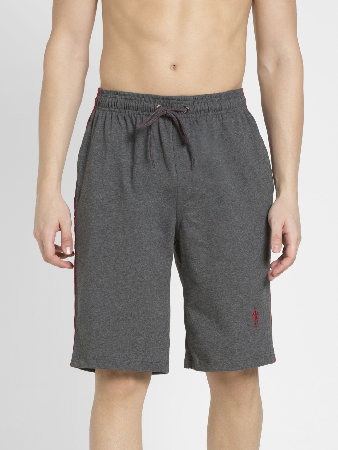 

Jockey Men Charcoal Melange & Shanghai Red Knit Sport Shorts -  - 9426, Grey