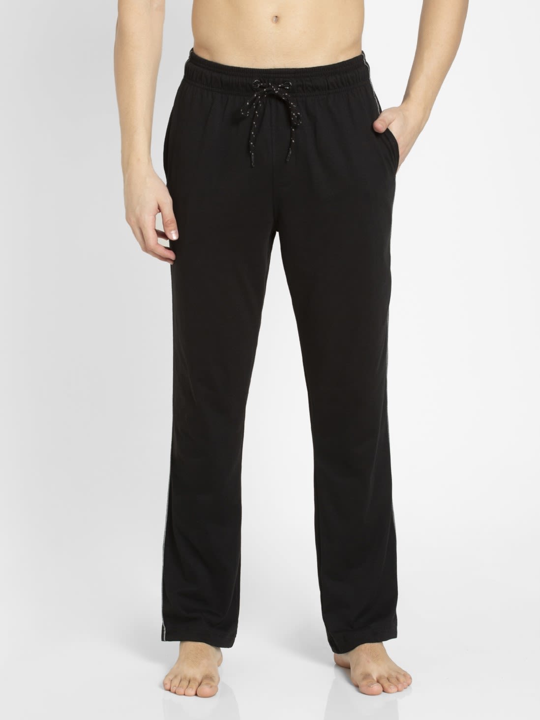 Buy Black & Grey Melange Regular Fit Track Pant with Drawstring Closure ...
