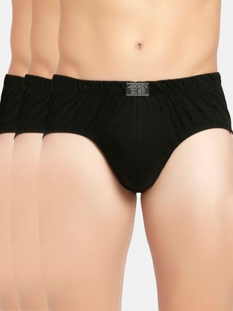Buy Men's Super Combed Cotton Solid Poco Brief with Ultrasoft Concealed  Waistband - Black(Pack of 3) 8035