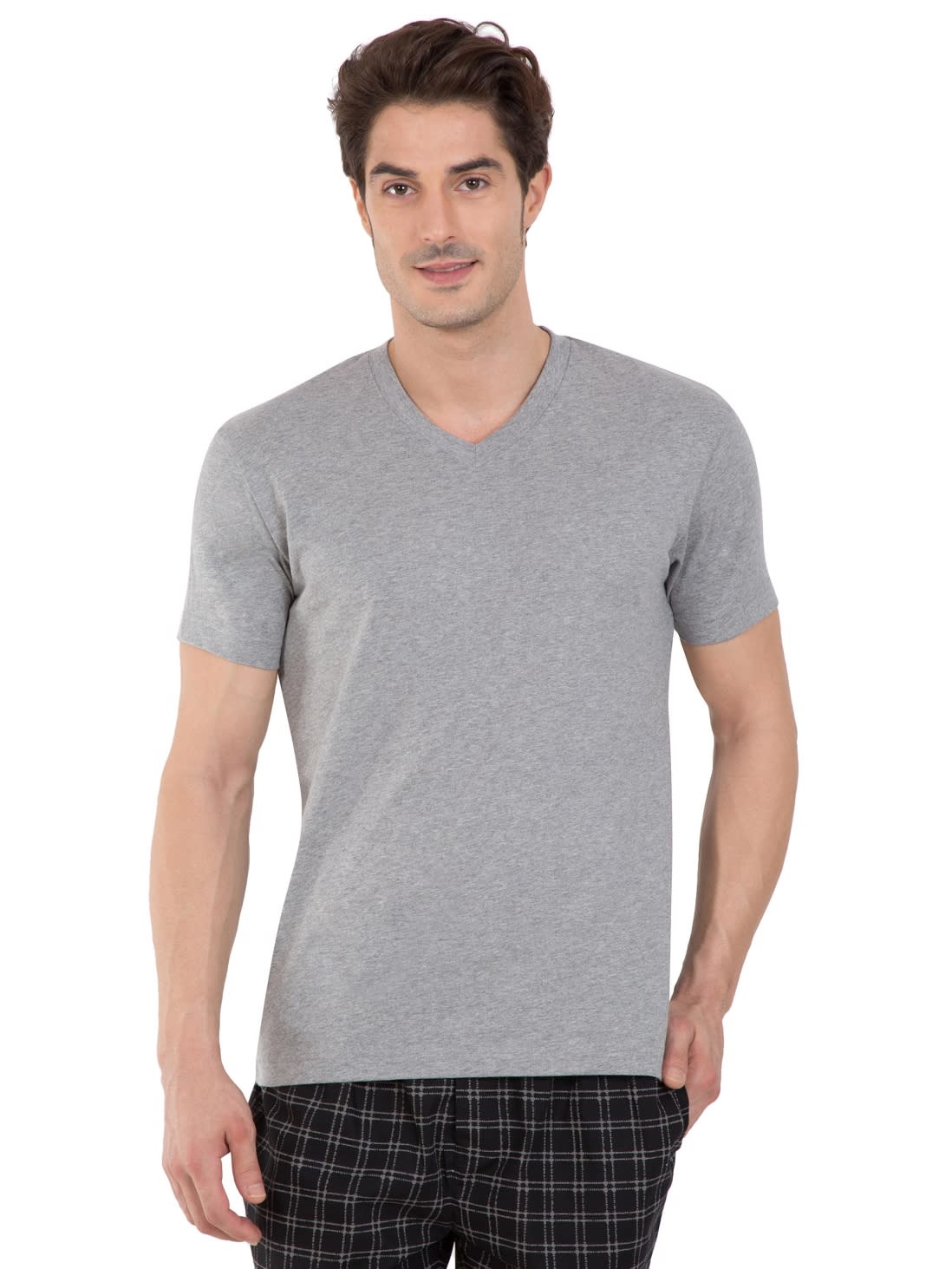 Download Jockey Men Apparel Tops | Grey Melange V-Neck T-shirt