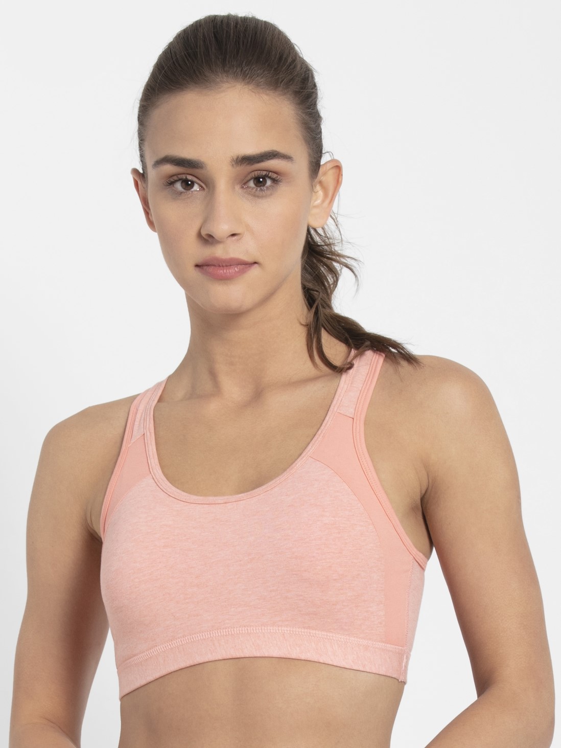 

Jockey Women Desert Flower Melange & Coral Power Back Padded Active Bra -  - 1380, Pink