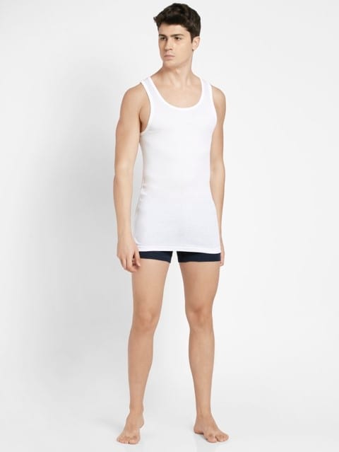 Buy White Ultra-soft Deep Round Neck Sleeveless Vest for Men IC13 ...