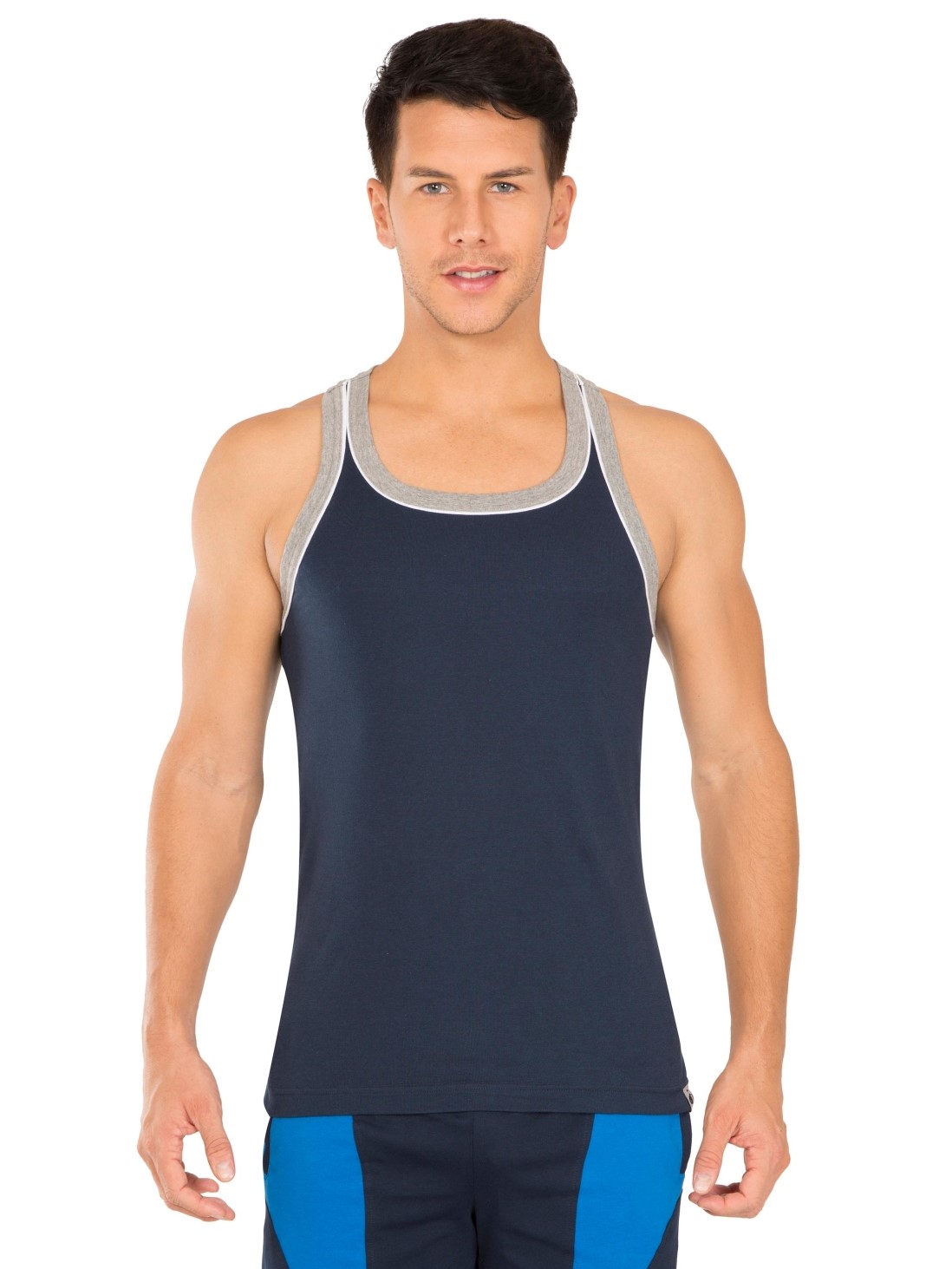 

Jockey Men Navy & Grey Melange Fashion Power Vest -  - 9925, Blue