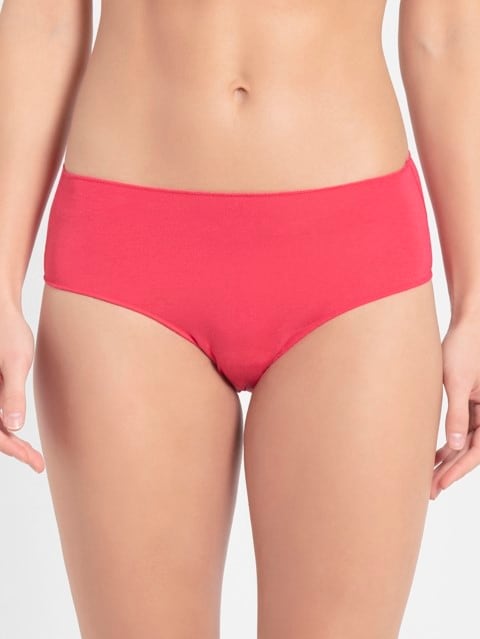 Buy Women's High Coverage Micro Modal Elastane Stretch Mid Waist Hipster  With Ultrasoft Concealed Waistband - Ruby 1802