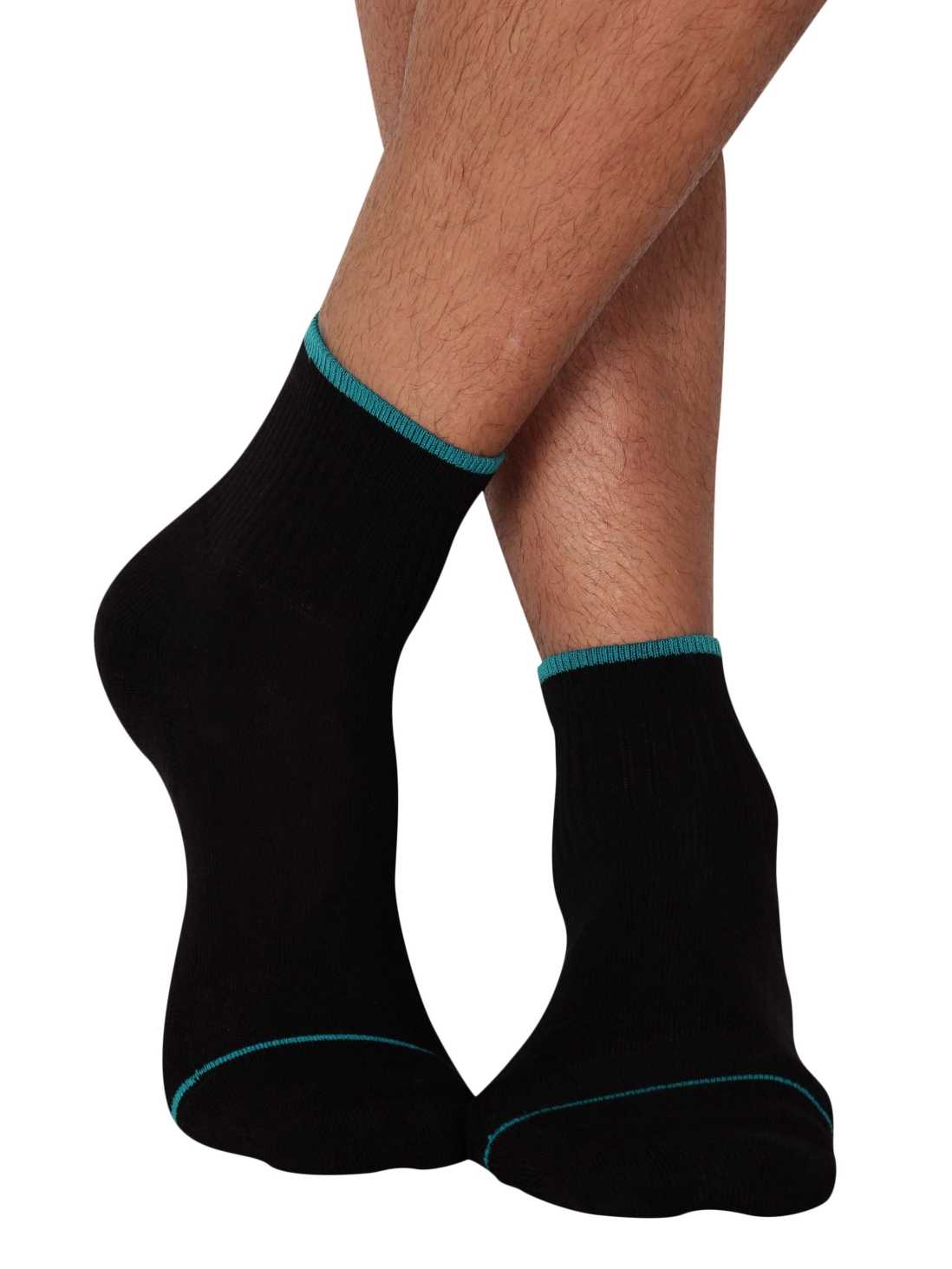 

Jockey Men Black & Caribbean Turq Men Ankle Socks -  - 7044