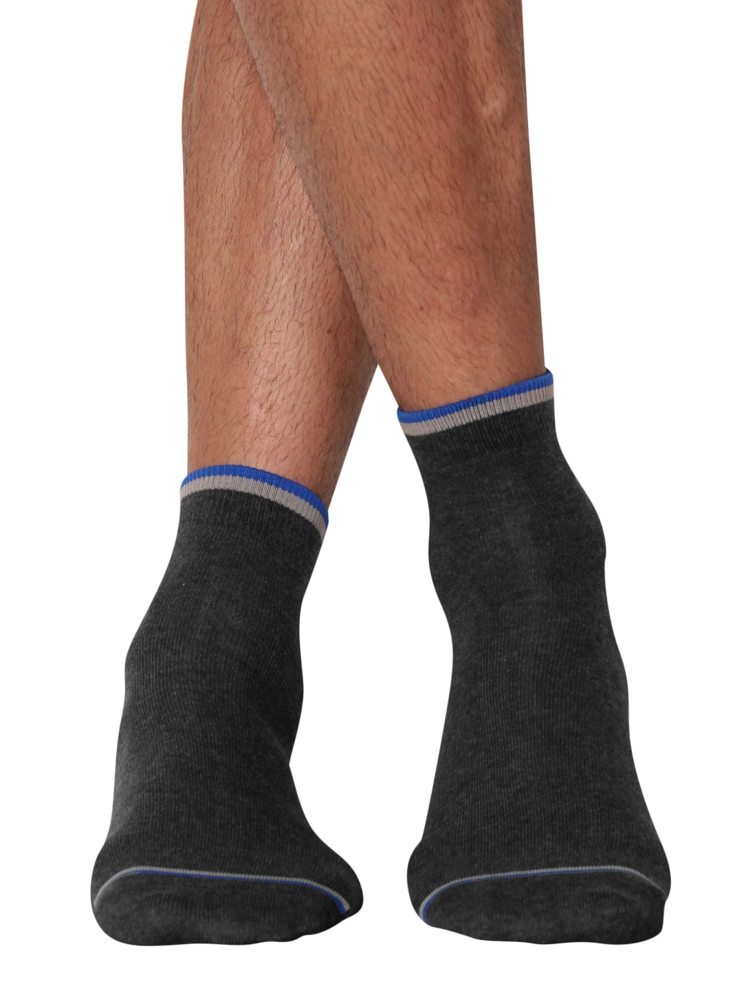 

Jockey Men Charcoal Melange & Rich Royal Blue Men Ankle Socks -  - 7051, Grey