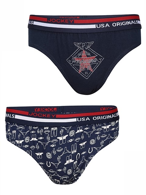 

Jockey Boys Navy & Navy Printed Boys Brief Pack of 2 -  - UB01, Blue