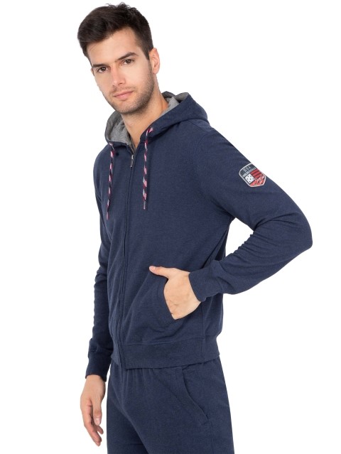 Download Jockey Men Outerwear Tops | Ink Blue Melange Zip Thru Hoodie