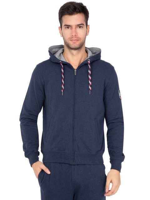 Download Jockey Men Outerwear Tops | Ink Blue Melange Zip Thru Hoodie