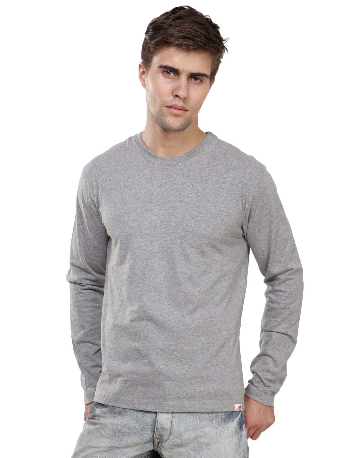 Download Jockey Men Apparel Tops | Grey Melange Long Sleeved T-Shirt
