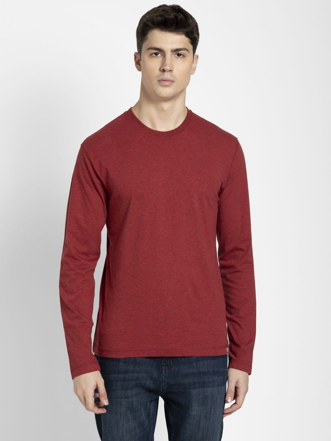 Download Jockey Men Apparel Tops | Red Melange Long Sleeved T-Shirt