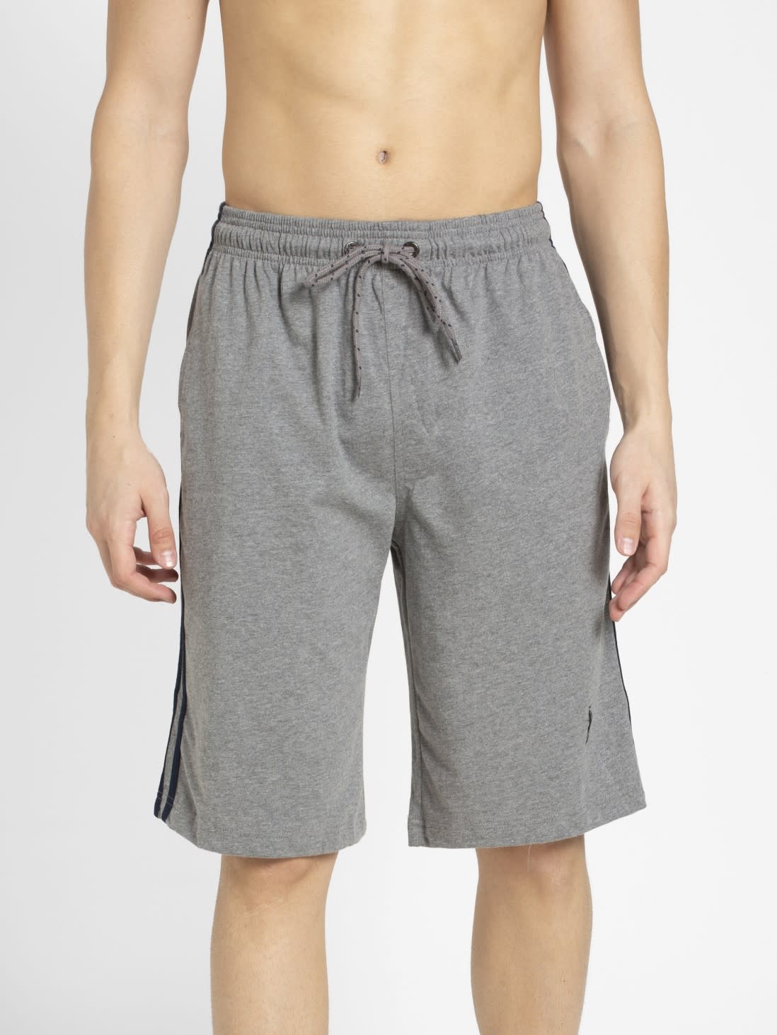 

Jockey Men Grey Melange & Navy Knit Sport Shorts -  - 9426