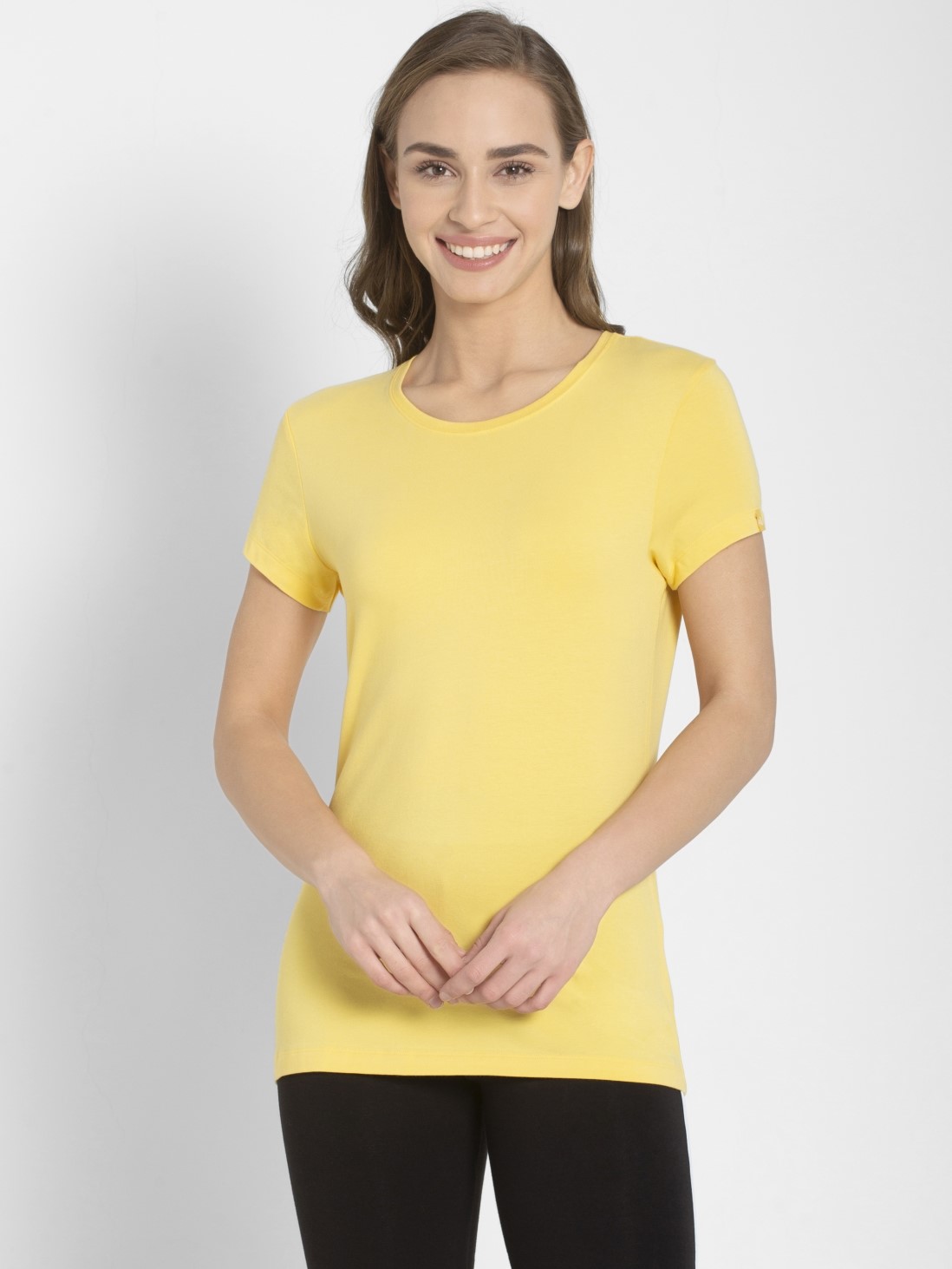 

Jockey Women Banana Cream Round Neck T-Shirt -  - 1515, Yellow