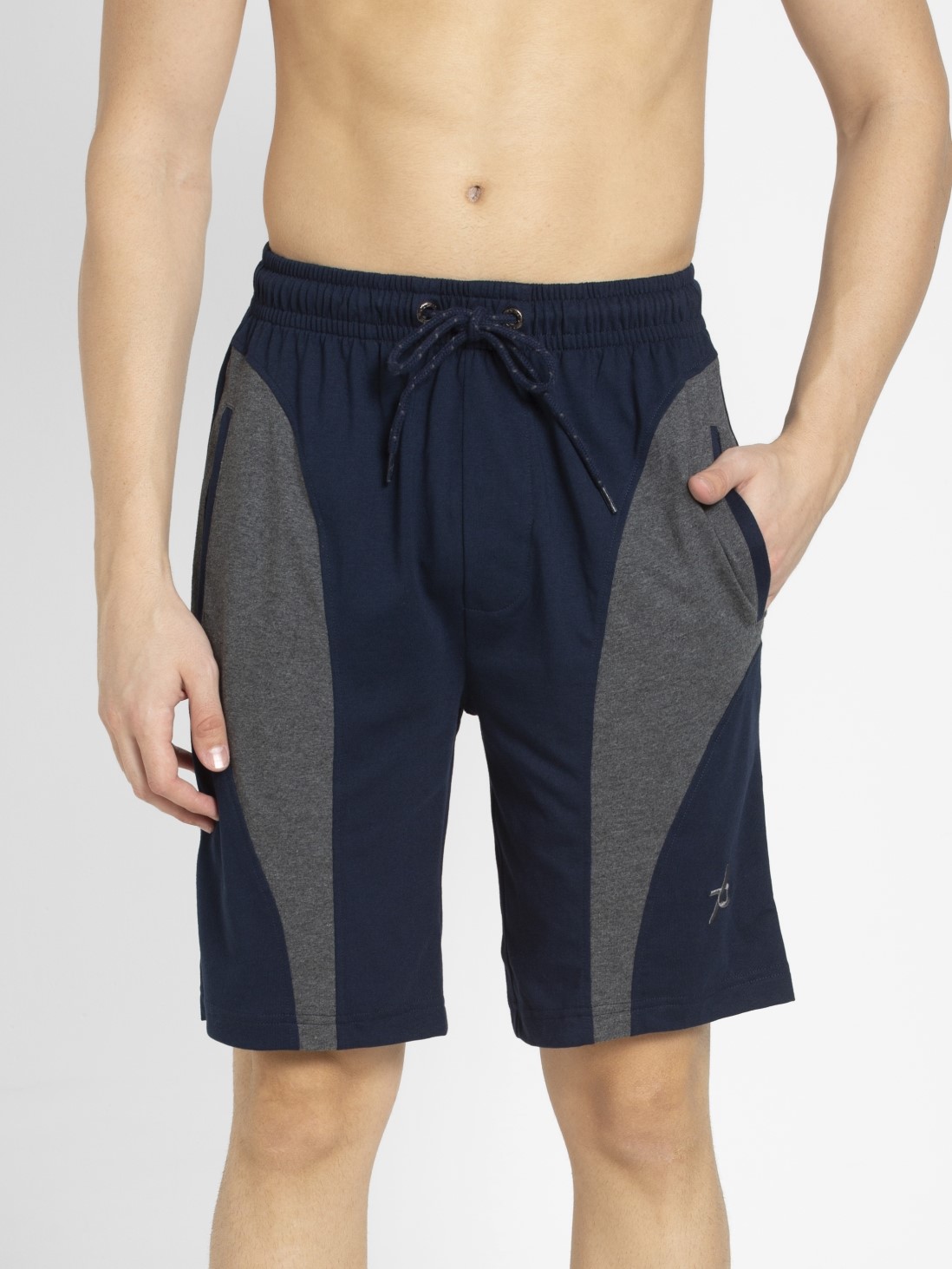 

Jockey Men Navy & Charcoal Melange Knit Sport Shorts -  - 9411, Blue