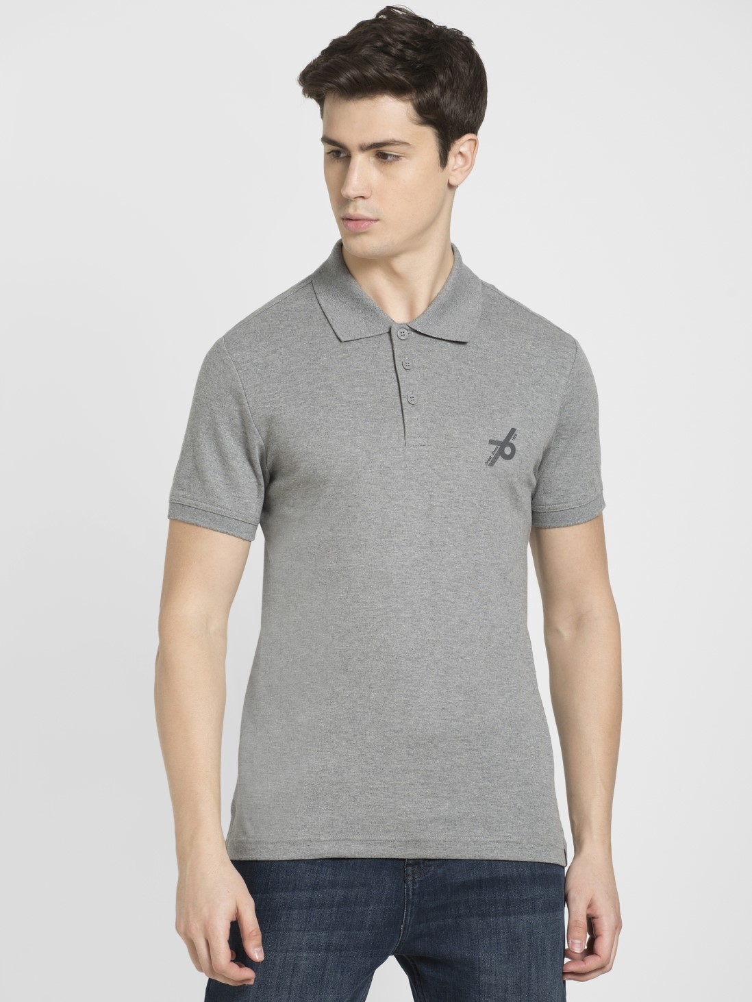

Jockey Men Grey Melange Sport Polo T-Shirt -  - 3911