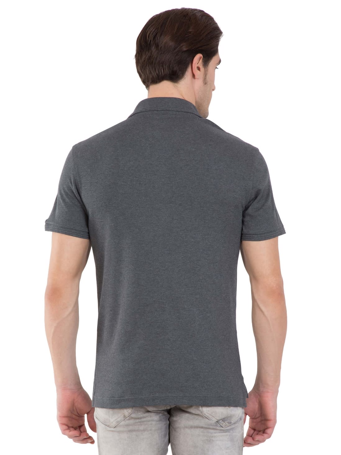 Jockey Men Apparel Tops | Charcoal Melange Polo T-Shirt