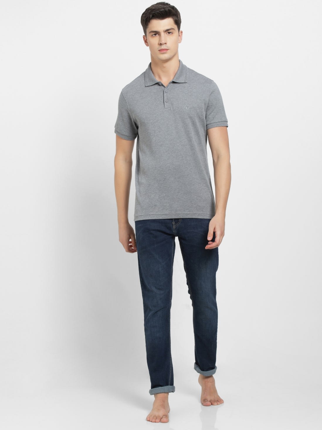 Buy Grey Melange Regular Fit Half Sleeve Polo T Shirt For Men 3912 Jockey India