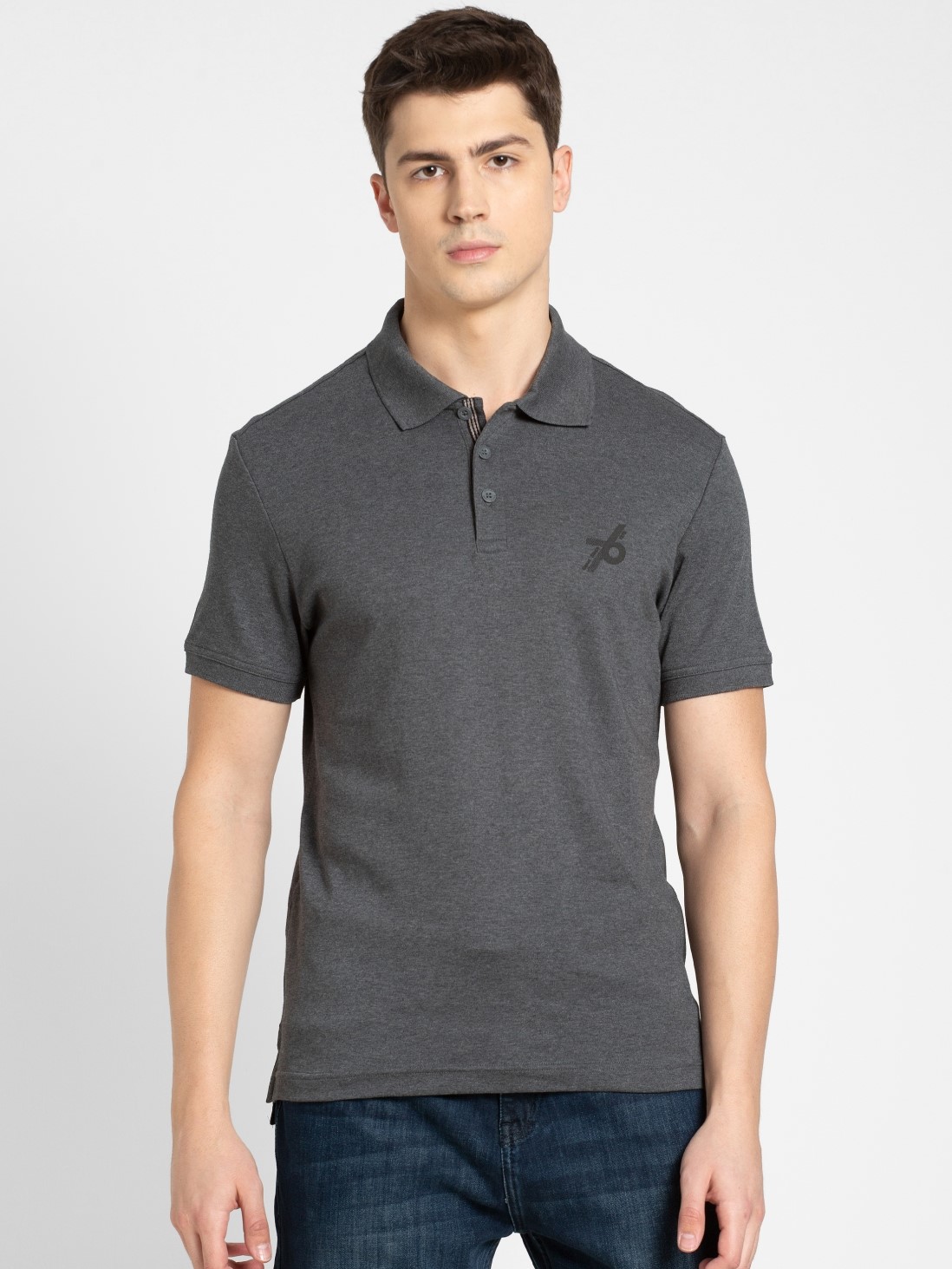 

Jockey Men Charcoal Melange Sport Polo T-Shirt -  - 3911, Grey