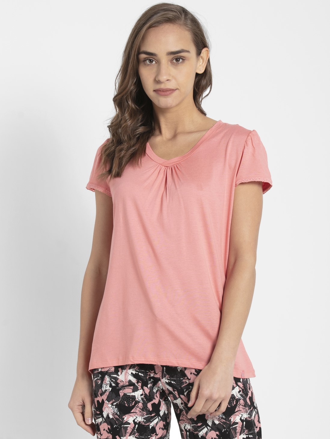 

Jockey Women Peach Blossom V - Neck T-Shirt -  - RX12, Pink