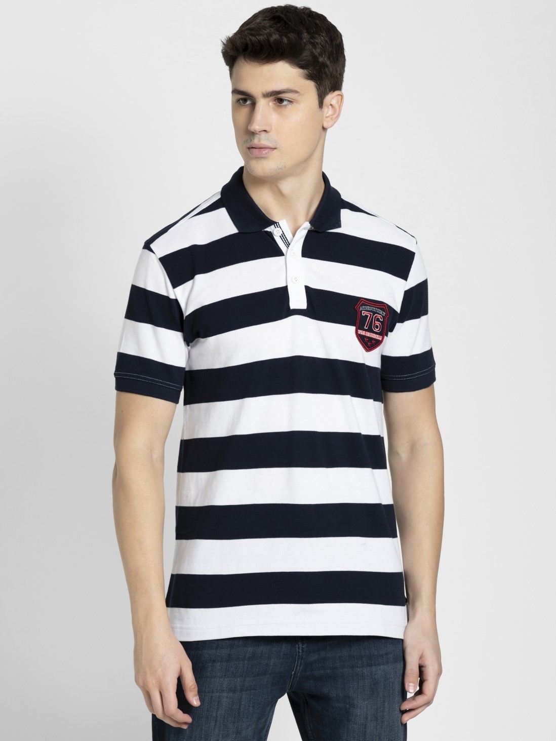 

Jockey Men Navy & White Half Sleeve POLO T-Shirt -  - US93, Skin