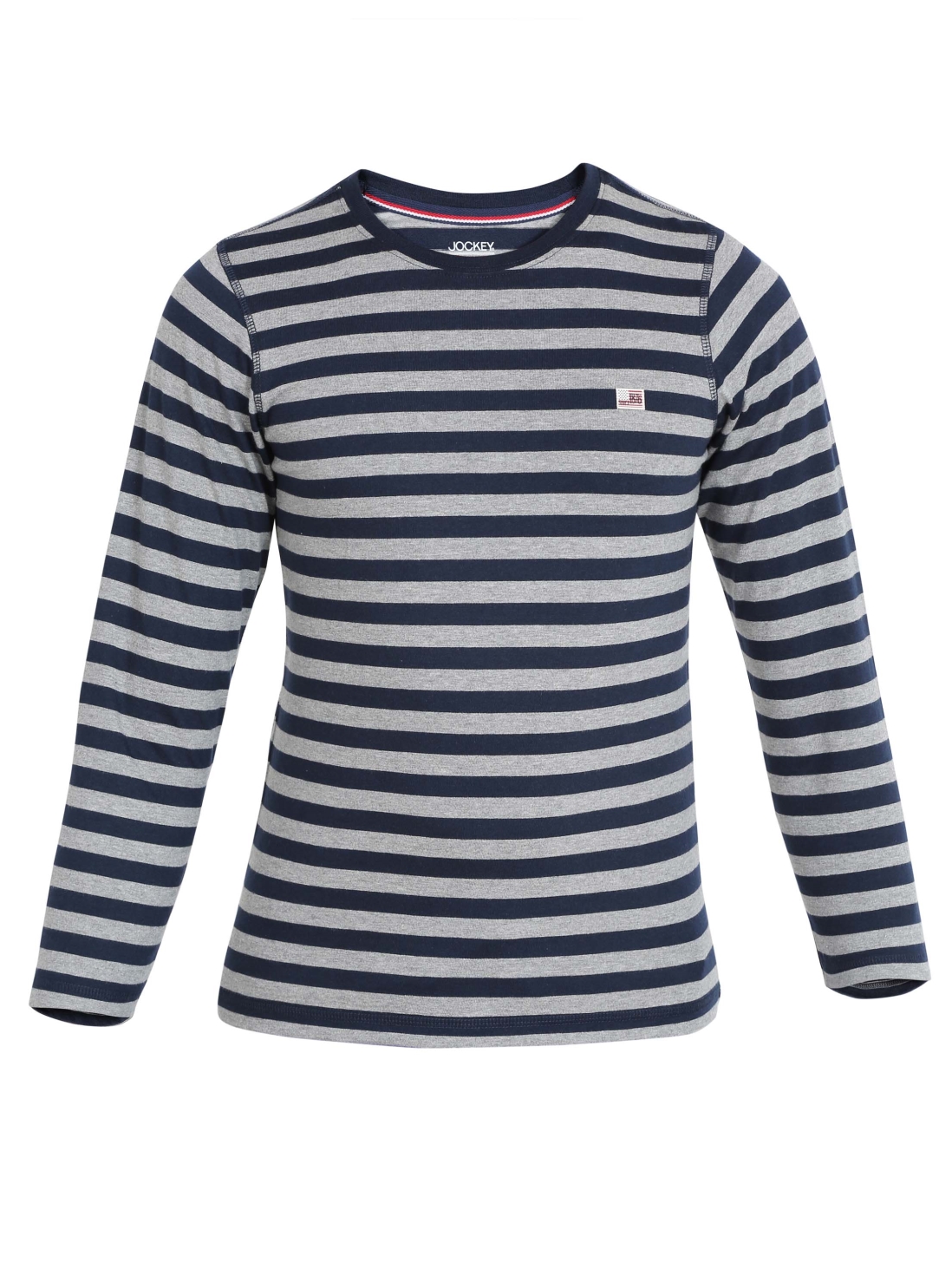 

Jockey Boys Navy & Grey Melange Boys Crew Neck T-Shirt Long Sleeve -  - UB15, Blue